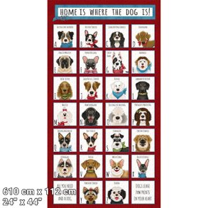 Patchworkstof, panel, hunde