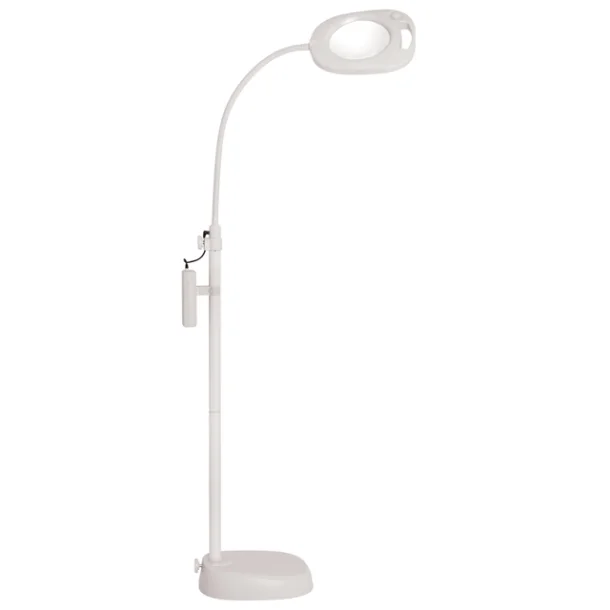 Gulvlampe LED med lup - 3 i 1 hvid