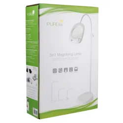 Gulvlampe LED med lup - 3 i 1 hvid