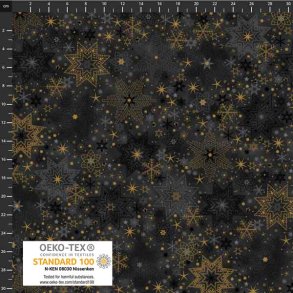 Patchworkstof, julestof sort med guld