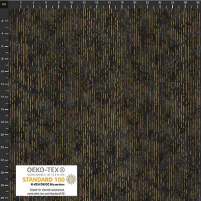 Patchworkstof, julestof sort med guld